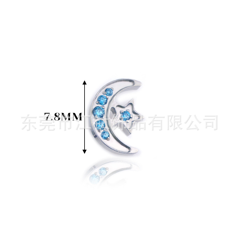 G23 Titanium Ear Piercing Jewelry Moon Star Inlaid Zircon Cartilage Stud Flat Back Earring - Image 3
