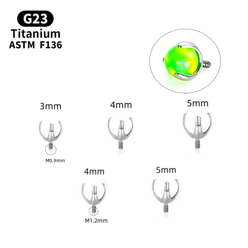 Zesen F136 Titanium Alloy Inlay Ball Three-Claw Empty Support Earring Tongue Nail G23 Titanium DIY Lip Nail Piercing Accessories - Image 5