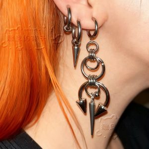 Satan's Child Genderless Titanium Steel Punk Style Ear Studs Cartilage Hoops Unisex Ear Piercing Jewelry