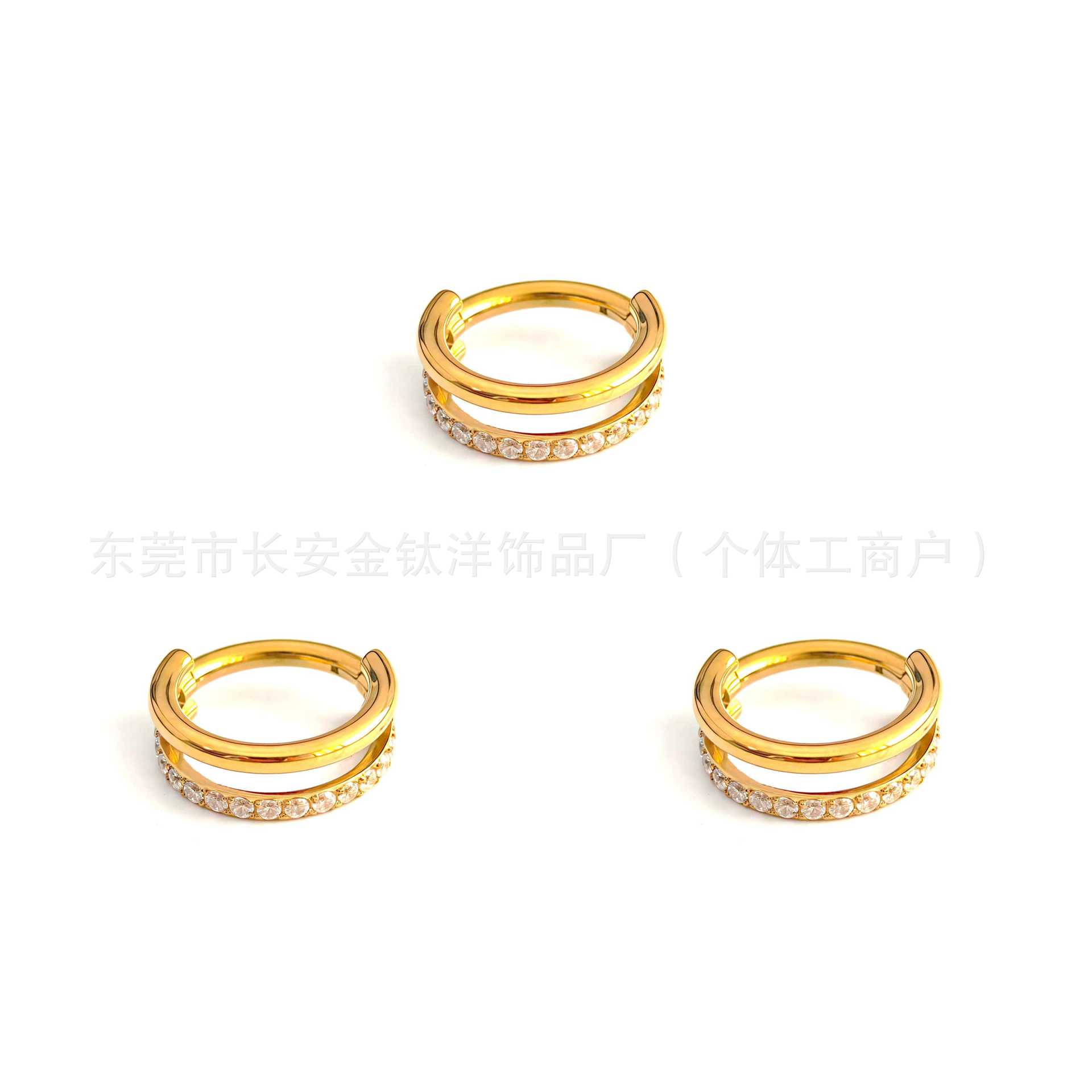 F136 Titanium Sandwich Half-Studded Diamond Closed Ring Seamless Hoop Earrings Nose Ring Earrings G23 Titanium Alloy Piercing Jewelry - Image 3
