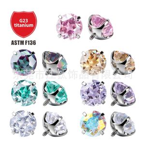G23 Titanium Alloy Ear Bone Stud Five-Pointed Star Zircon Ear Piercing Jewelry Ear Stud Lip Stud