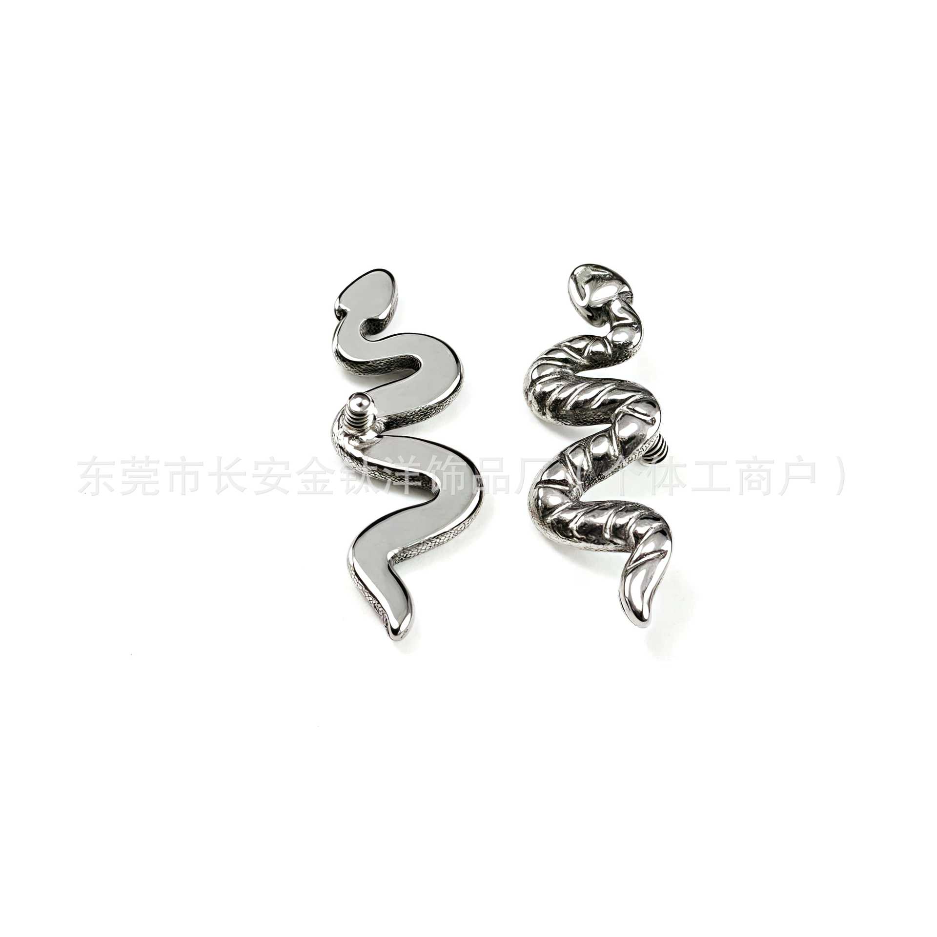 ASTM F136 Titanium Snake Ring Internally Threaded Labret Stud for Lip Ear Piercing - 1.2mm x 14mm G23 Titanium Alloy - Image 2