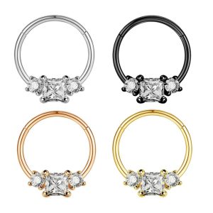 Rose Gold Star Nose Ring 1.2x10mm Stainless Steel Micro Inlay Nose Stud Septum Ear Piercing Jewelry Wholesale