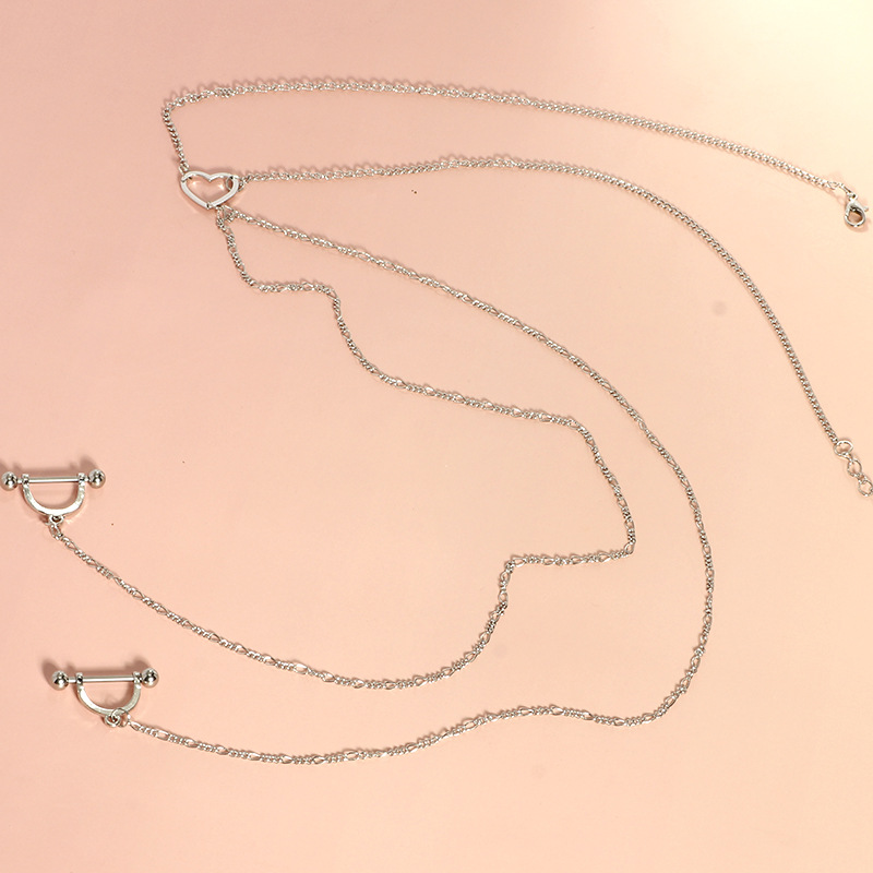 2025 Amazon Tassel Nipple Chain Rhinestone Necklace Body Chain Chest Chain Women's Sexy Accessories - Image 3