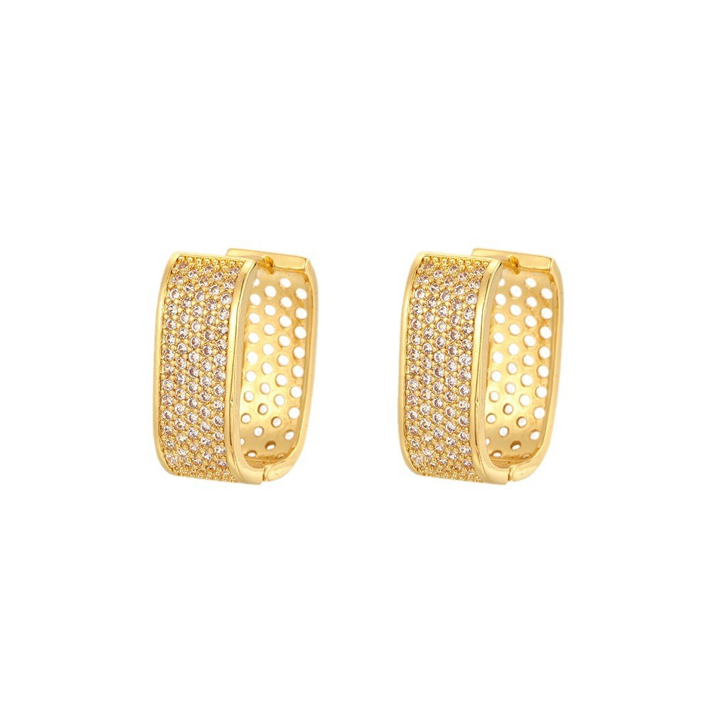 Geometric CZ Drop Earrings Gold Rectangle U-Shape Women's Light Luxury Fashion Ear Jewelry - Image 5