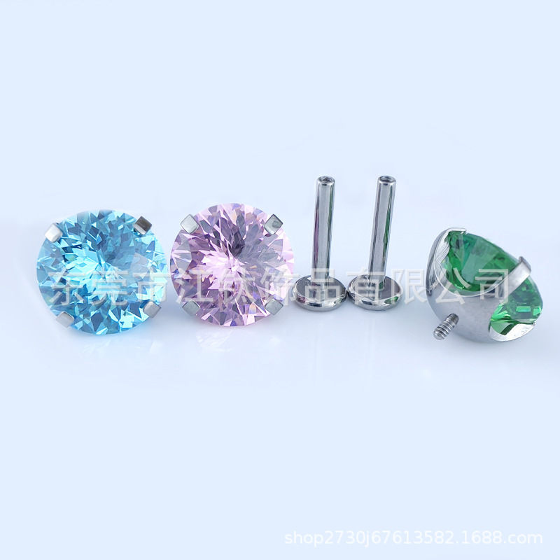 G23 Titanium Ear Bone Nail with Blue CZ - ASTM F136 Piercing Jewelry - Image 4