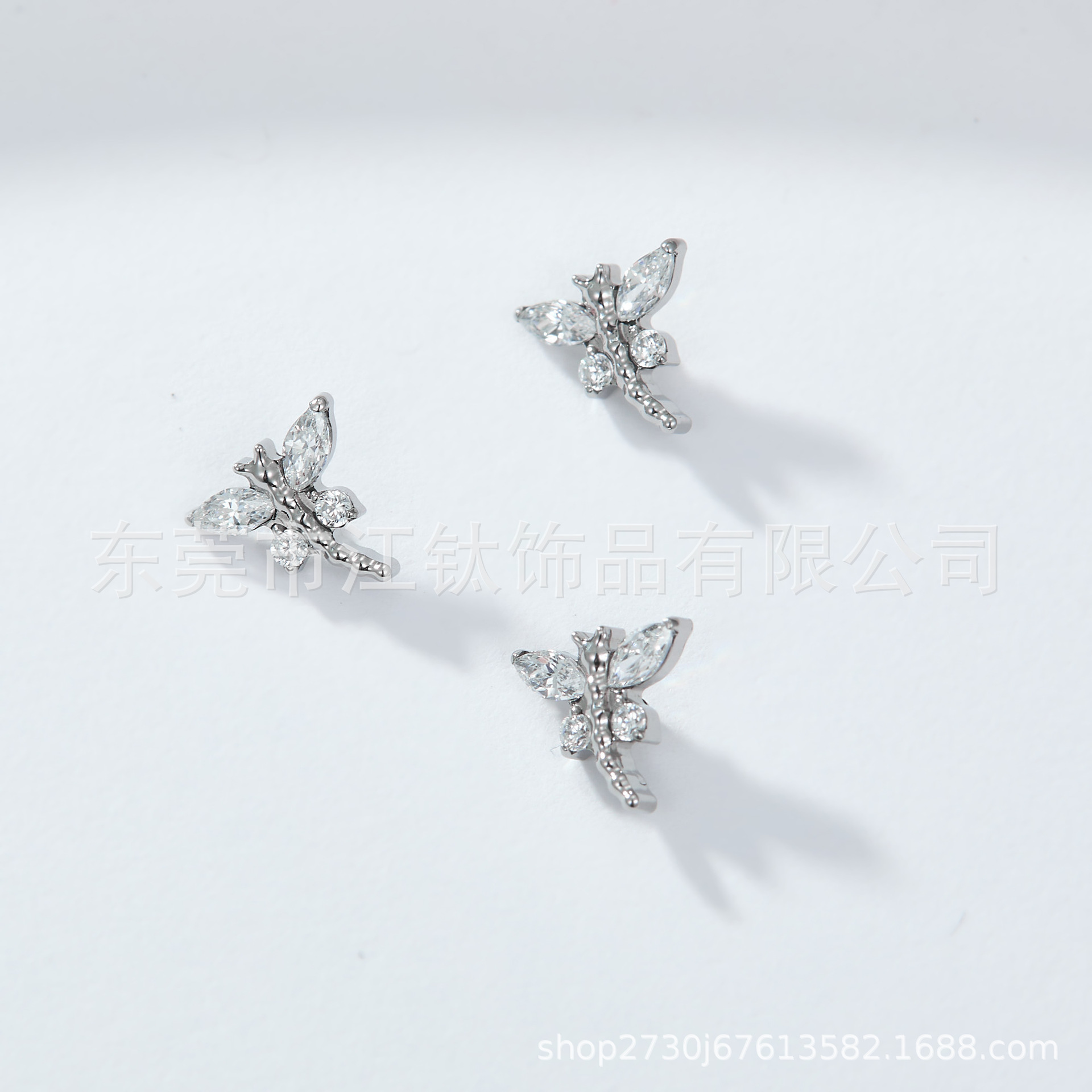 G23 Titanium Ear Bone Nail Zircon Dragonfly Stud - Gold White CZ Cartilage Piercing Jewelry - Image 4
