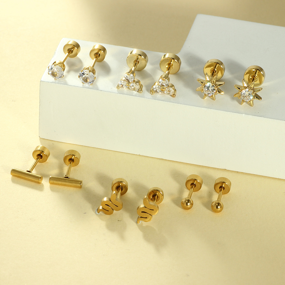 Sun Earring Set Stainless Steel One-Piece Ear Bone Stud Earrings for Men Women Wholesale - Image 3