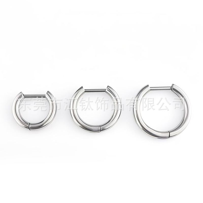 G23 Titanium Straight Pin Earring D-Shaped Basic Plain Ring - Cartilage Jewelry - Image 3