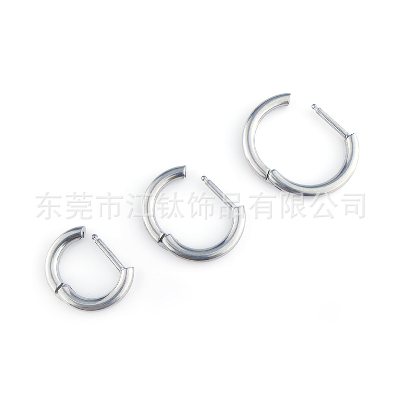 G23 Titanium Straight Pin Earring D-Shaped Basic Plain Ring - Cartilage Jewelry - Image 5