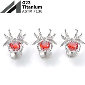 F136 Titanium Red Spider Bezel Fireworks Zirconium Earrings Cochlear Nails G23 Titanium Alloy Body Piercing Jewelry Ear Bone Nails