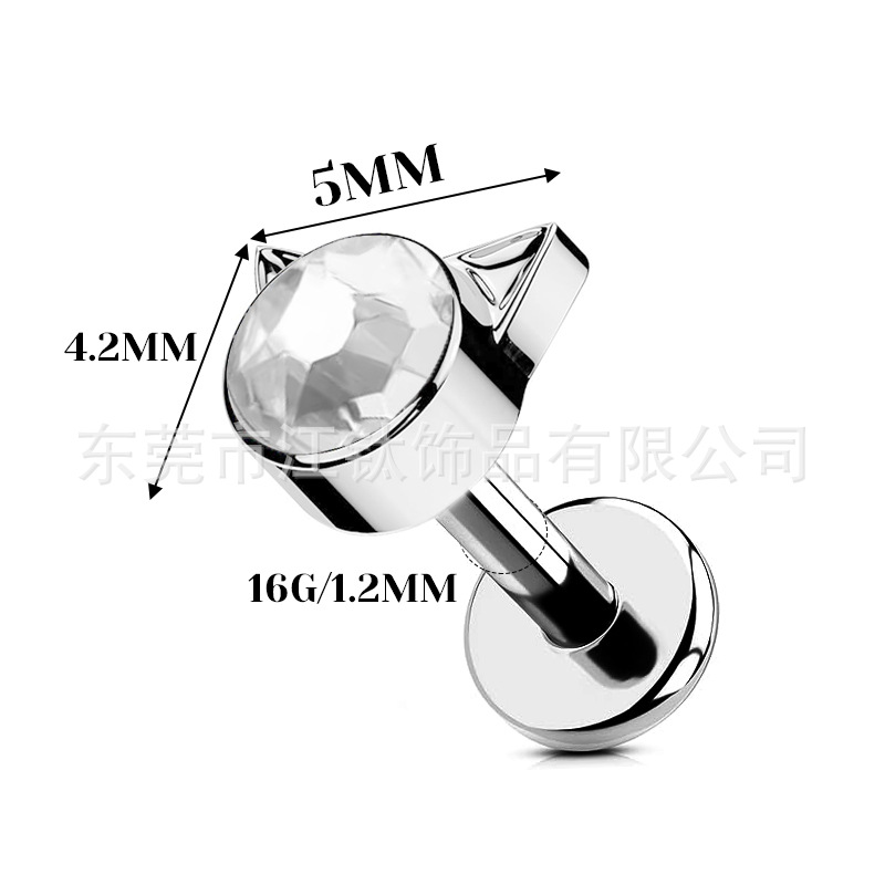 G23 Titanium Cat Ear Cartilage Stud Earring with Czech CZ Ear Piercing Jewelry - Image 3