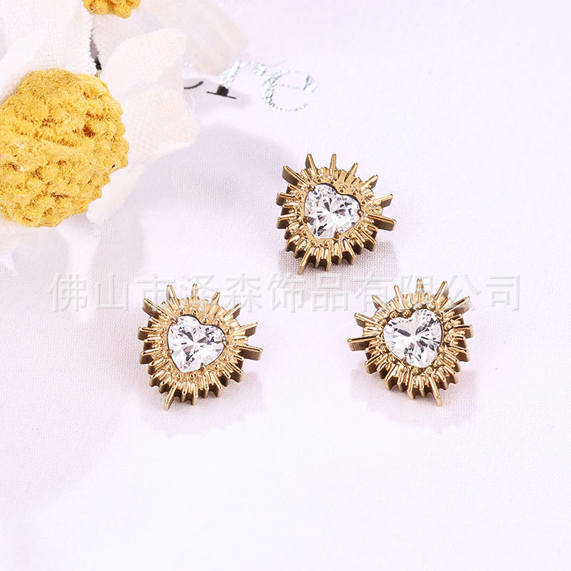 F136 Titanium Alloy Sea Urchin Ear Studs with Zirconia - Gold Cartilage Earring for Women - Image 3