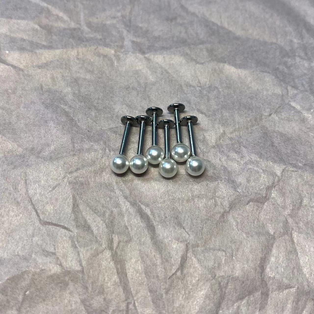 316L Surgical Steel Lip Labret Stud Pearl Lip Ring for Lip Piercing Jewelry - Image 3