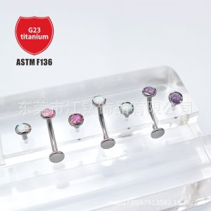 F136 Titanium Navel Ring with Opal Inlay - G23 Titanium Alloy Body Piercing Suspension Belly Ring