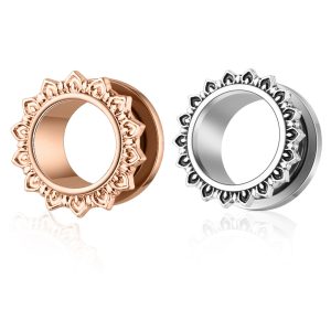 Rose Gold 16G Ear Expander Taper Stainless Steel Pulley Line Ear Stretcher Simple Geometric Body Jewelry