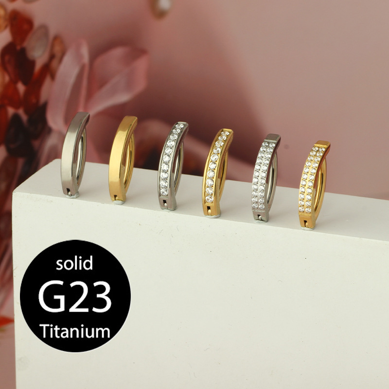 G23 Titanium Alloy Navel Ring for Women Zircon Inverted Belly Button Piercing Glossy Navel Ring - Image 3