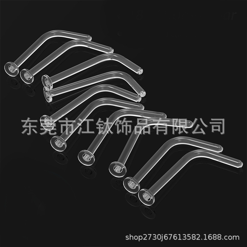 Clear Glass Straight Nose Stud L Bend Straight Barbell Body Piercing Jewelry Invisible Nose Ring - Image 2