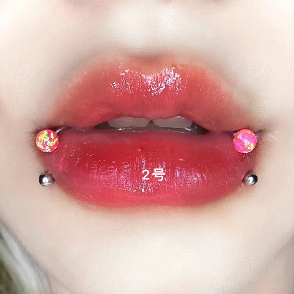 Opal Lip Ring Horseshoe Ring 316L Surgical Steel Lip Piercing Jewelry 12mm 1.2mm - Image 3