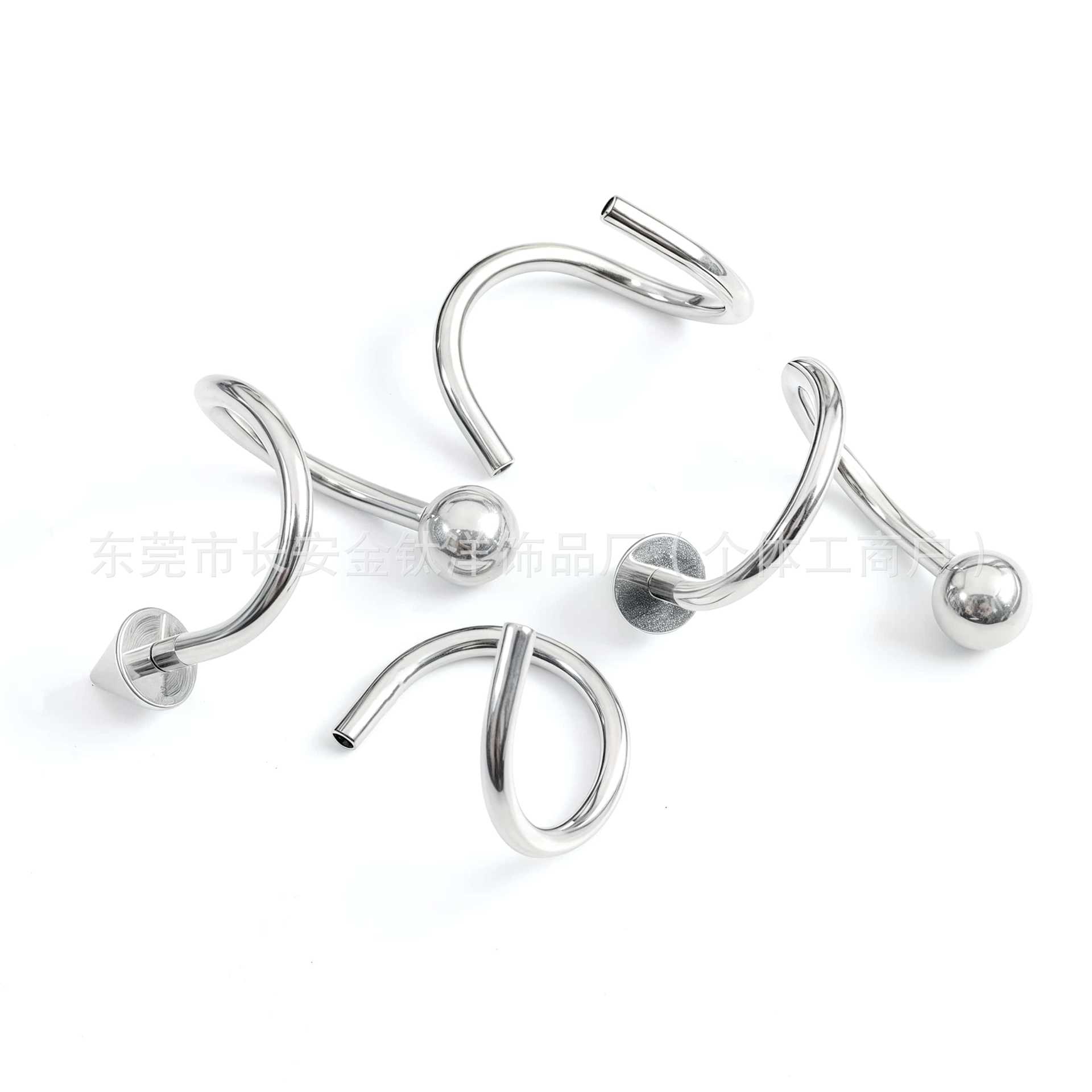 F136 Titanium Internal Thread Lip Ring Double-Ended S-Shaped Rod Lip Nail Earrings G23 Titanium Alloy Body Piercing Jewelry - Image 4