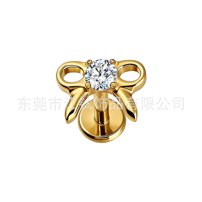 G23 Titanium Alloy Maple Leaf Bow Ring Ear Stud – ASTM F136 Titanium Cartilage Jewelry - Image 5
