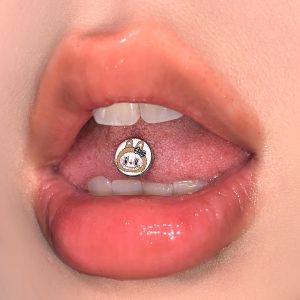 5-Color Labubu Tongue Barbell - External Thread Titanium Steel Tongue Ring, Cartoon Cute Tongue Piercing Jewelry Wholesale