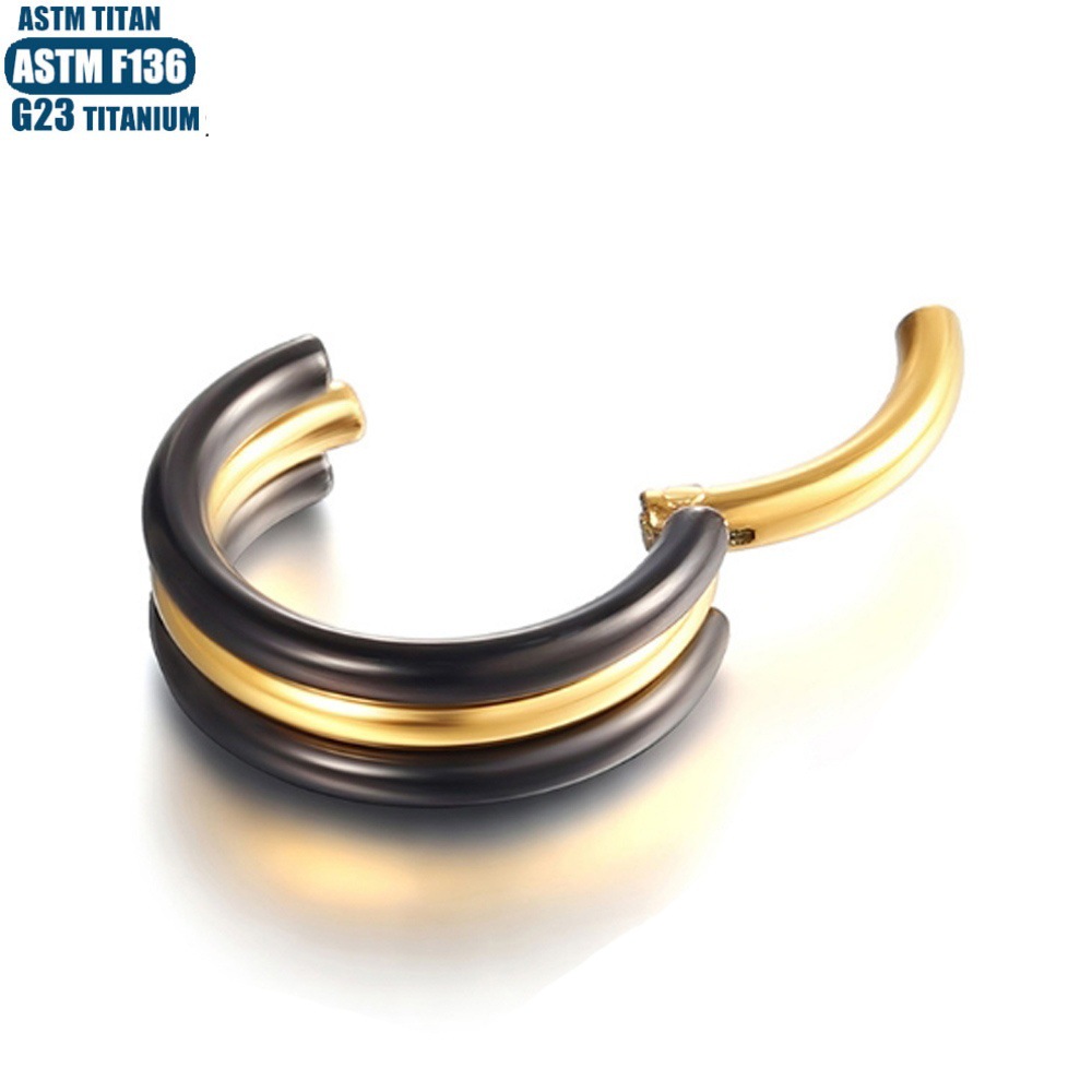 G23 Titanium Nose Ring Seamless Split Ring 3 Color Hinge Tris Piercing Earring Hoop - Image 4