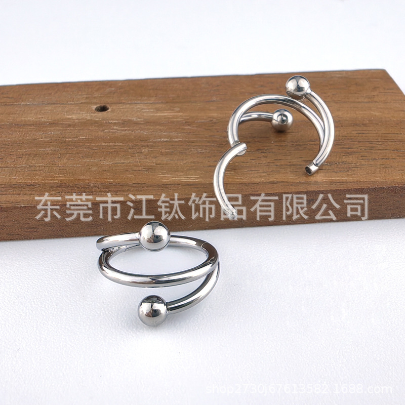 G23 Titanium Nose Ring Double Ball Hoop Earring - ASTM F136 Titanium Alloy Body Piercing Jewelry - Image 3