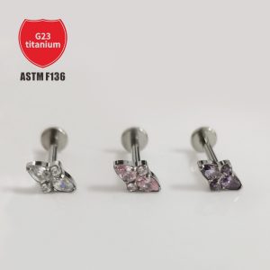 G23 Titanium Alloy Lip Stud Inlaid with Diamond Earrings Piercing Jewelry