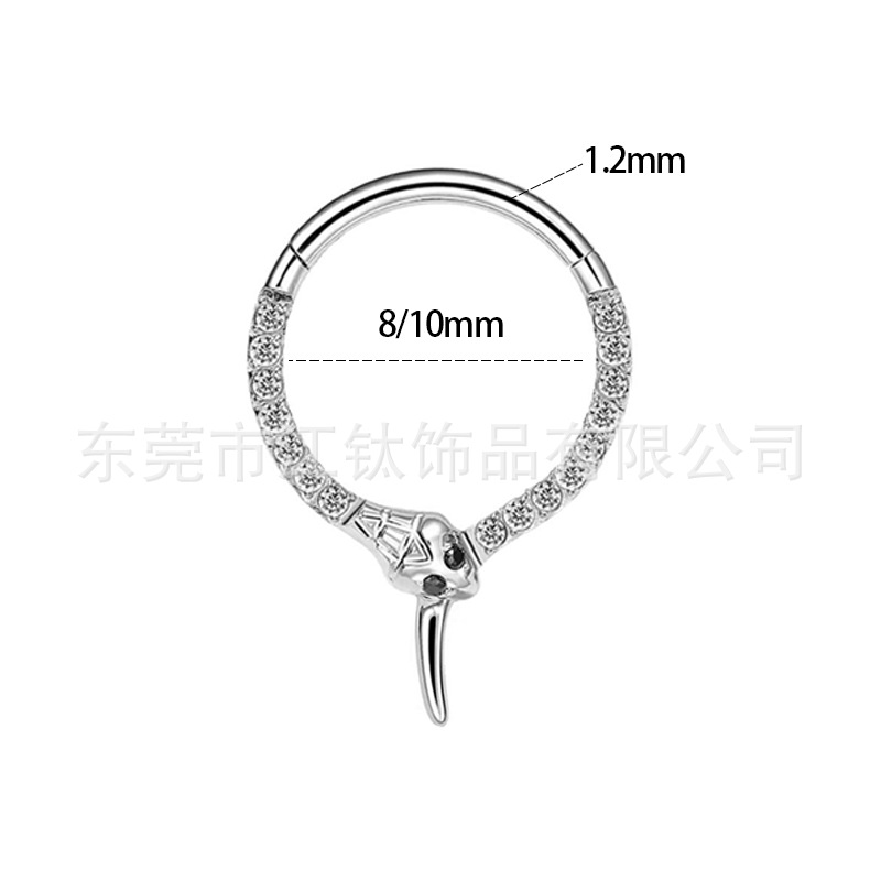 Snake Head Shape Nose Ring Zircon Inlaid Titanium Alloy Nose Stud Nail Gold G23 Body Piercing Jewelry - Image 2