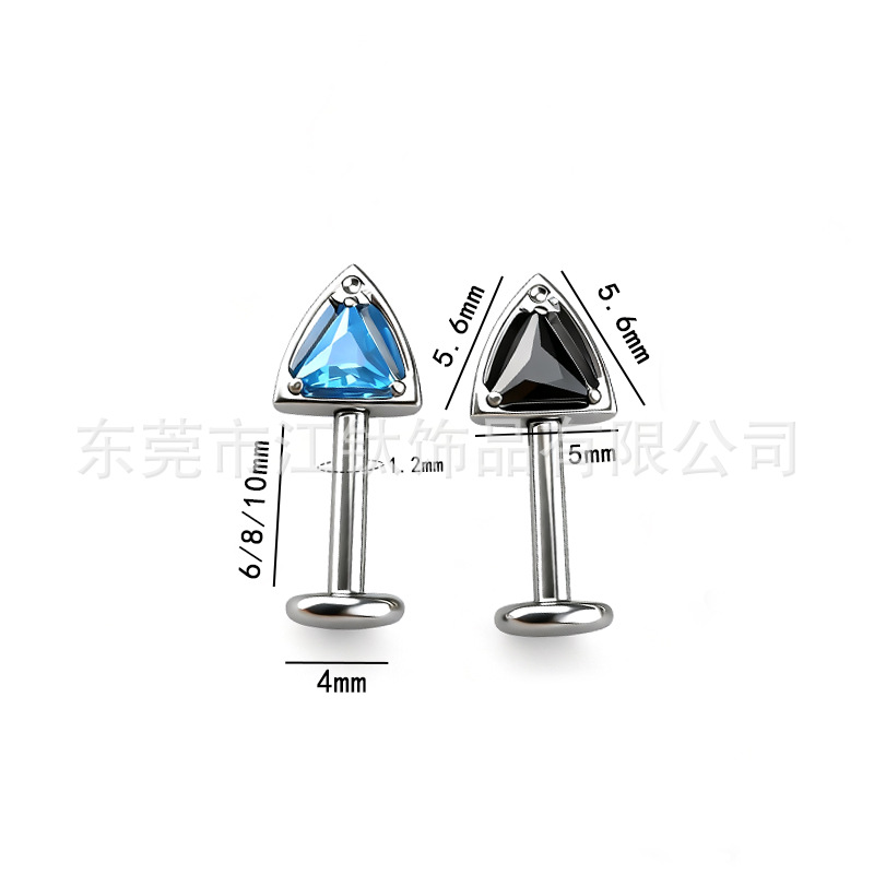 G23 Titanium Alloy Cat Ear Earring CZ Zircon Cartilage Stud Body Piercing Jewelry - Image 2