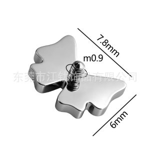 G23 Titanium Alloy Body Piercing Bowknot Earring with Zircon - Flat Back Ear Stud Cartilage Jewelry