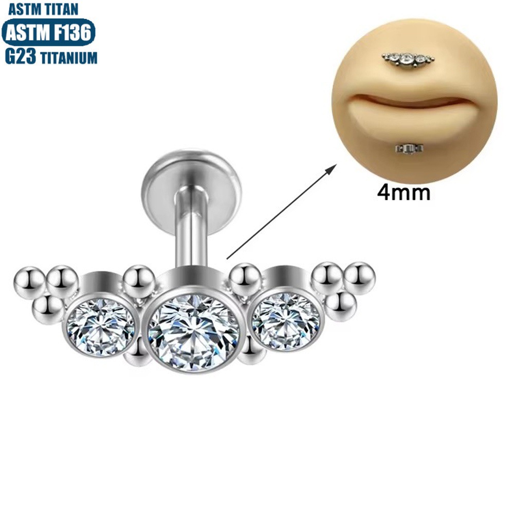 F136 Titanium Pierced Lip Ring with Zircon Welding Beads - Small Ear Stud Ear Bone Nail Lip Nail for Body Jewelry - Image 5