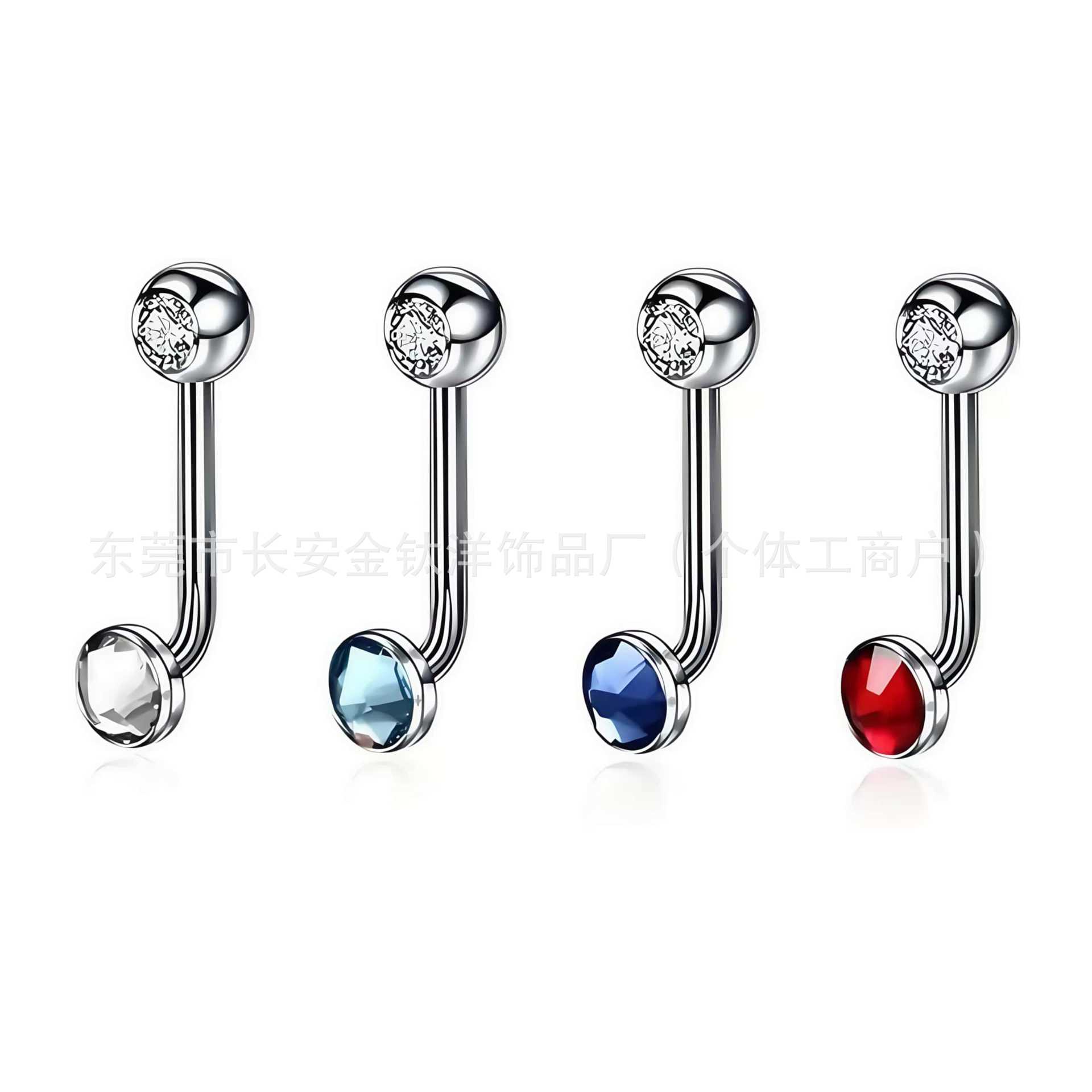 14g Czech Diamond L-Shaped Navel Ring F136 Titanium Belly Button Piercing Jewelry - G23 Titanium Alloy - Image 2