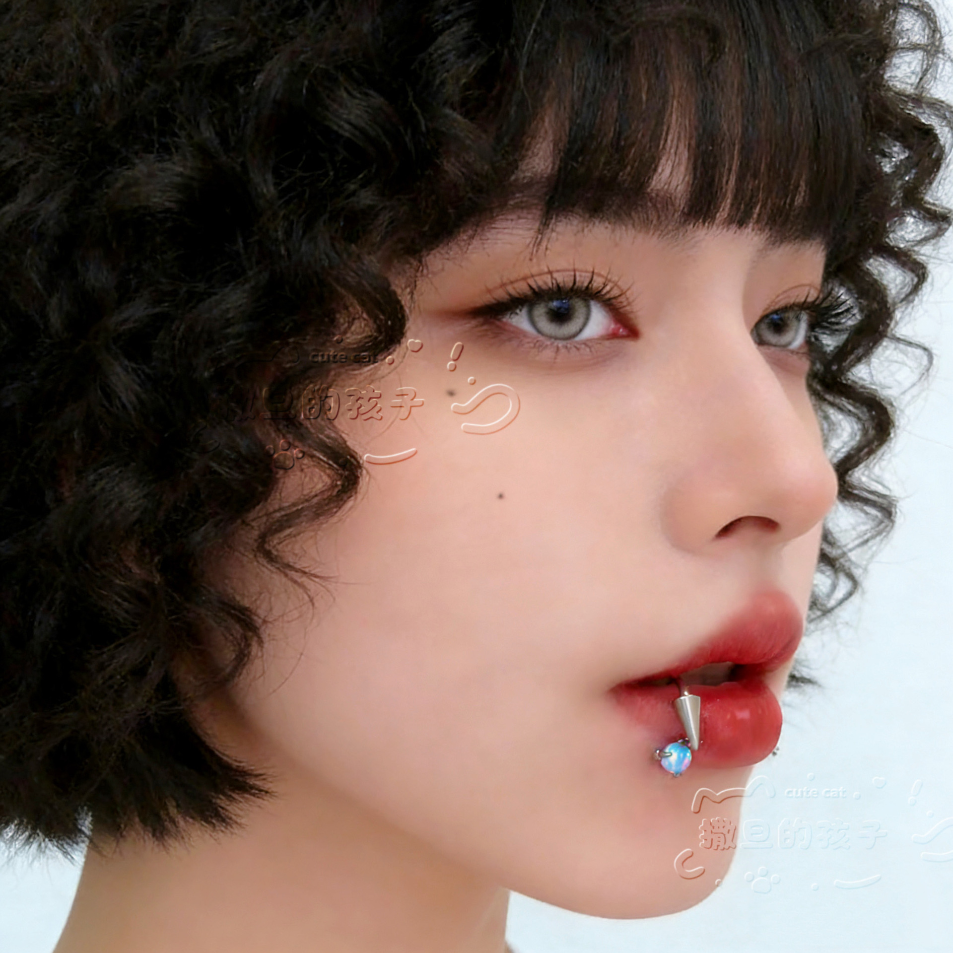 Satan's Child Opal Dragon Claw F136 Titanium Alloy Lip Ring - 12mm Diameter Lip Hoop for Lip, Ear Cartilage Piercing - Image 3