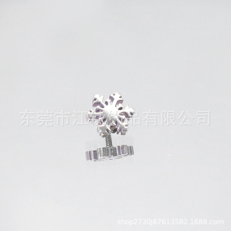 F136 Titanium Snowflake Ear Stud Christmas Ear Worm Stud G23 Titanium Alloy Body Piercing Ear Bone Stud - Image 3