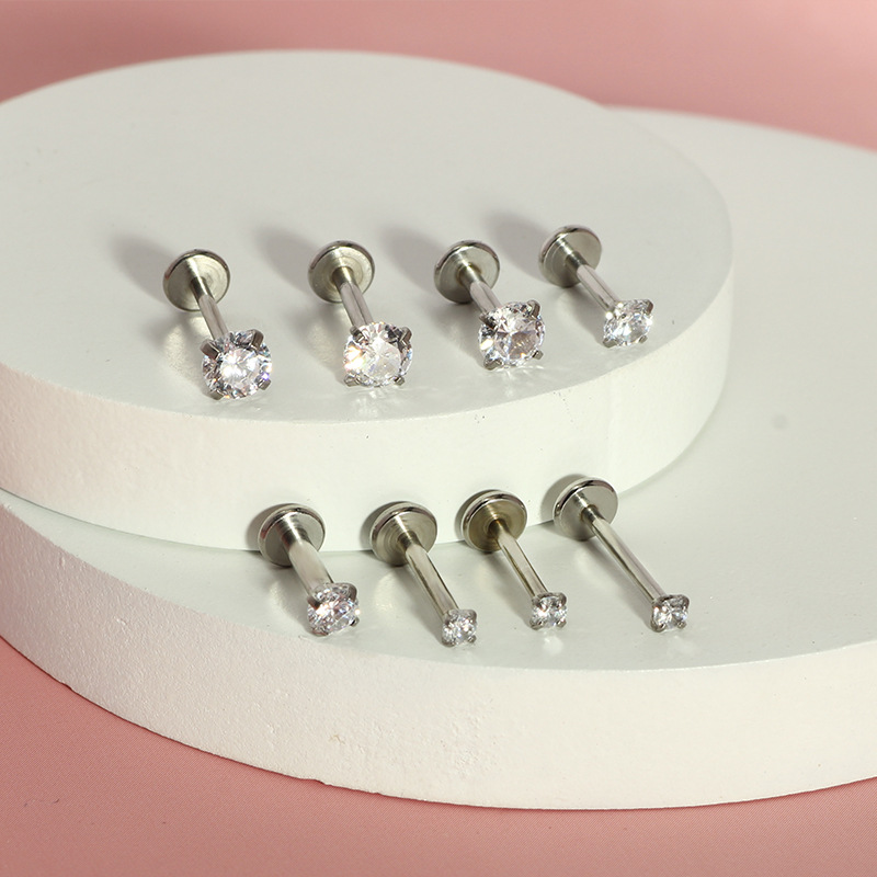 316L Surgical Steel Personalized Zircon Lip Nail Lip Ring - European and American Fashion Inner Tooth Lip Piercing Jewelry - Image 3