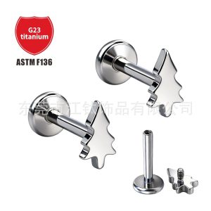 G23 Titanium Christmas Tree Earrings - Cute Pine Pattern Studs for Men Women