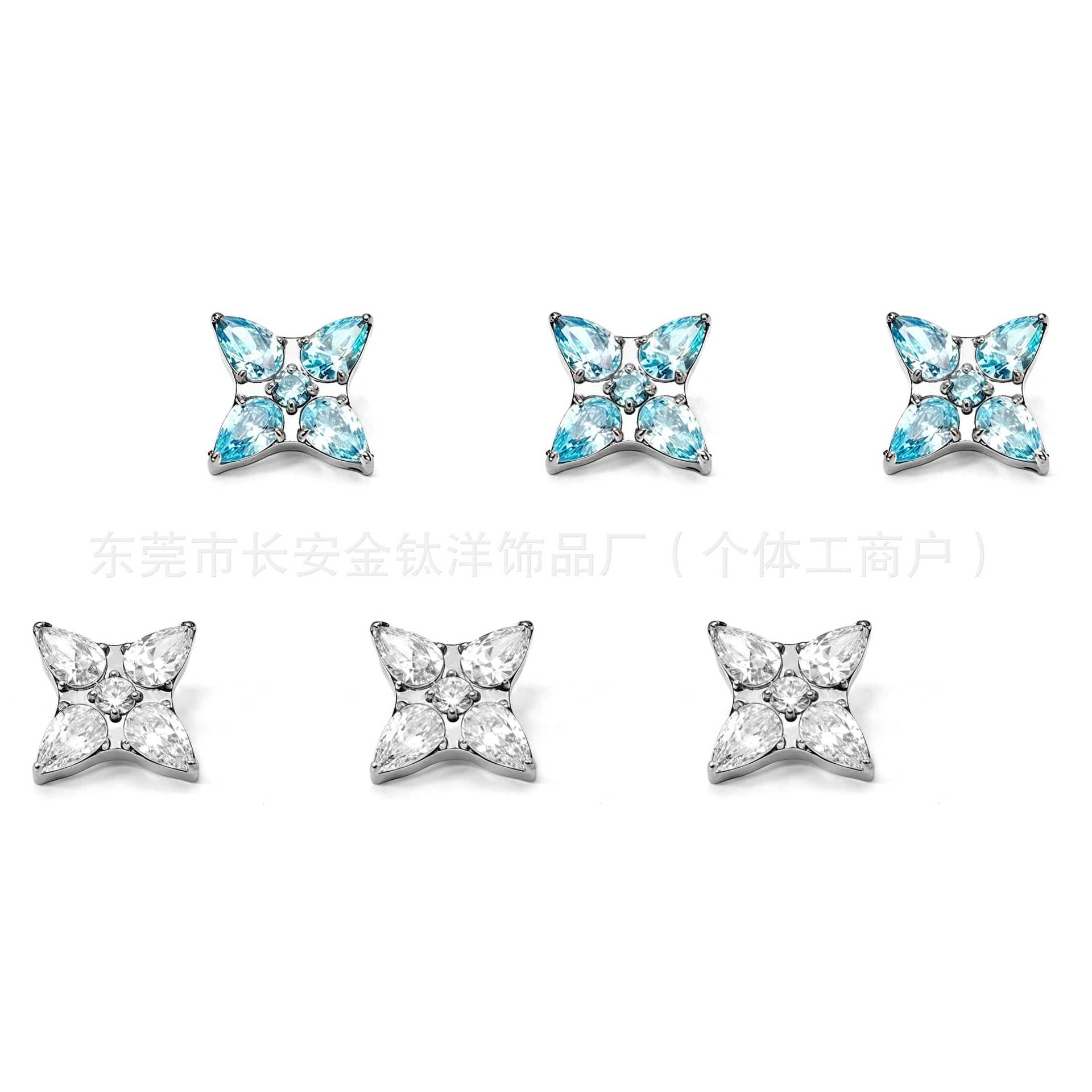 ASTM F136 Titanium Water Drop Eight-Pointed Star Earrings, Zircon Inlay Lip Studs, Nose Studs, Ear Bone Piercing Jewelry - Image 5