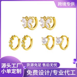 2022 New Inlaid Zircon Copper Earrings Simple Elegant Butterfly Diamond Earrings for Women