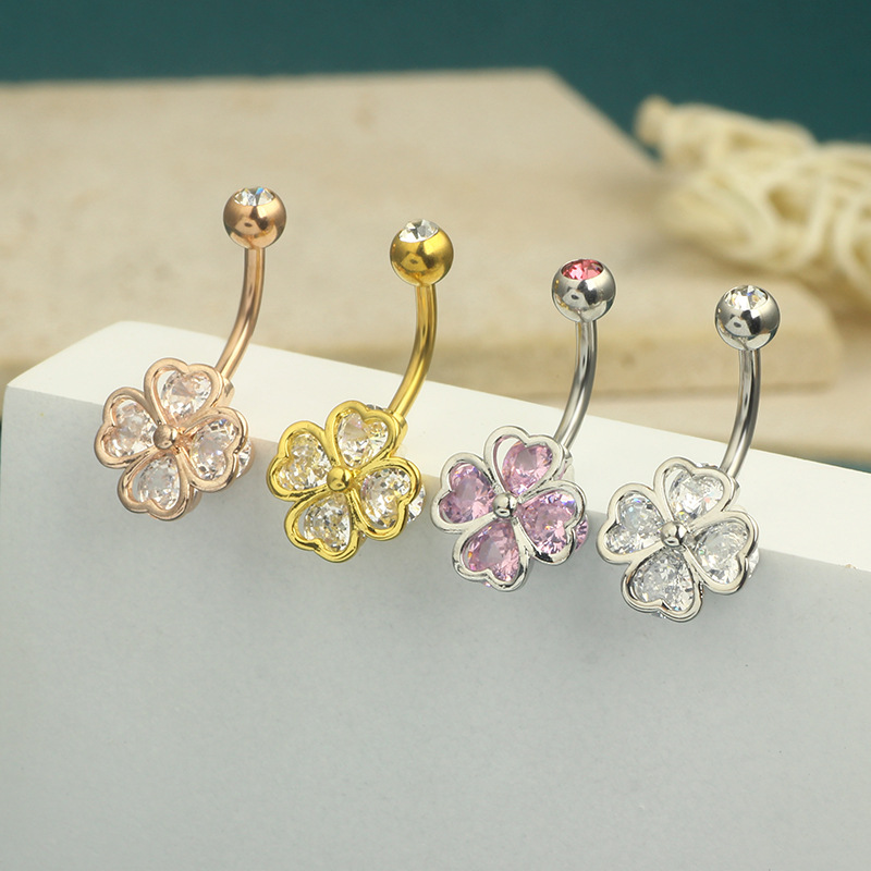 Simple Copper Zircon Belly Button Ring Stainless Steel Body Piercing Navel Jewelry Wholesale 2024 Summer - Image 3