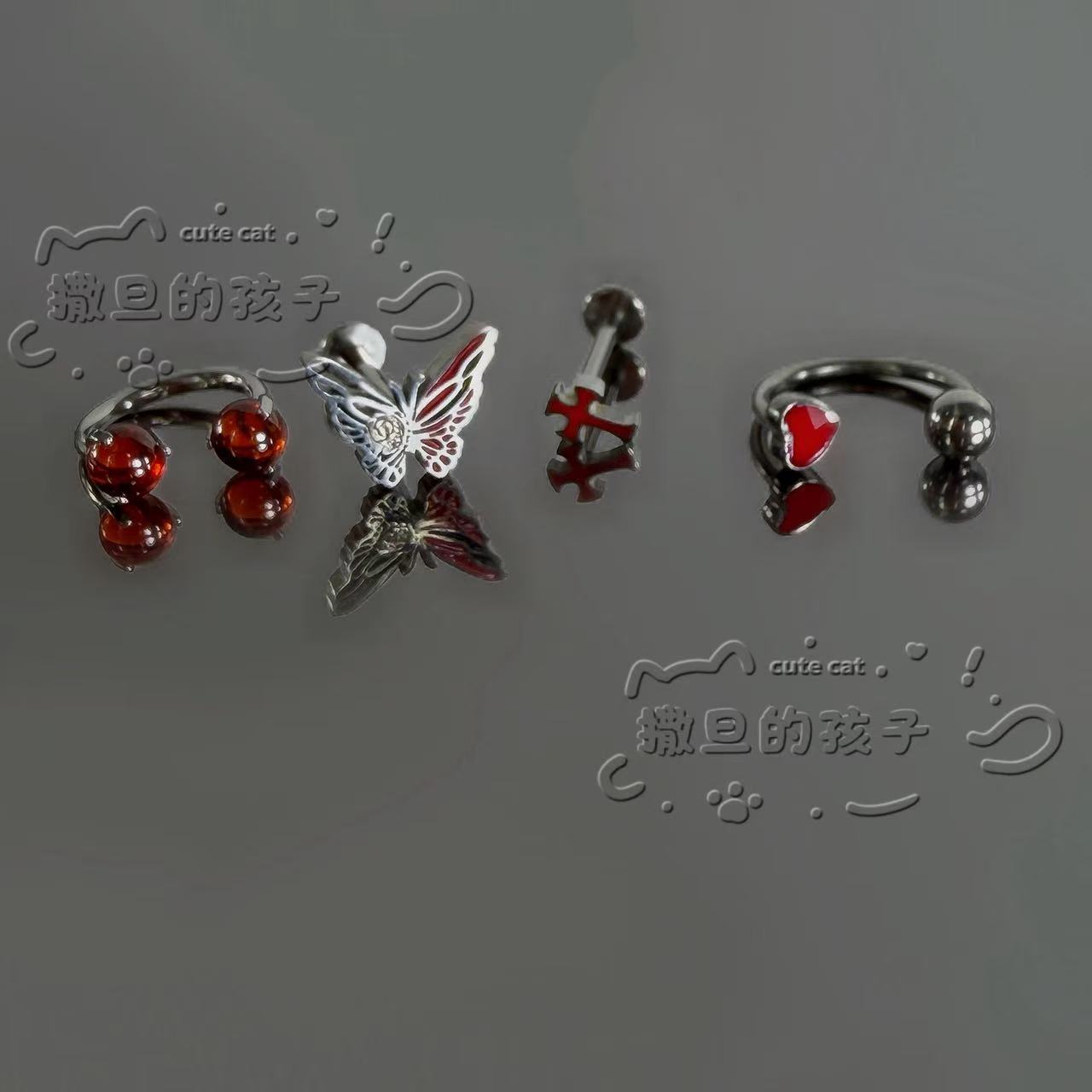 Satan's Child Butterfly Lip Ring - 316L Surgical Steel Labret Stud, Sweet and Cool Ear Cartilage Jewelry - Image 5
