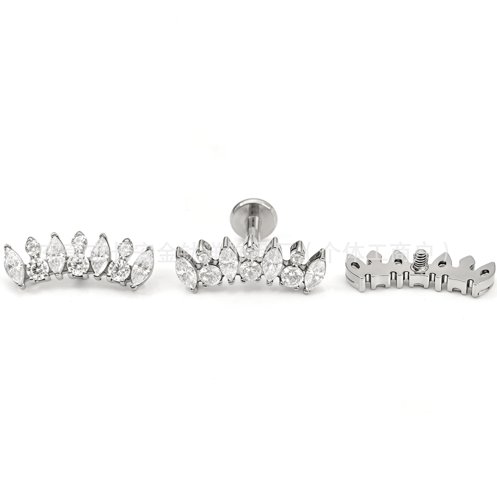 F136 Titanium Internal Thread Full Diamond Crown Zircon Earrings Cochlear Nail Ear Bone Nail G23 Titanium Alloy Piercing Jewelry - Image 2