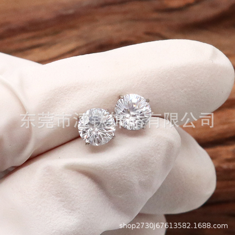 F136 Titanium Stud Earrings with Fireworks Zirconium - G23 Titanium Alloy Thread Pin for Ear Bone Nail - Body Piercing Jewelry Lip Nail Earrings - Image 2