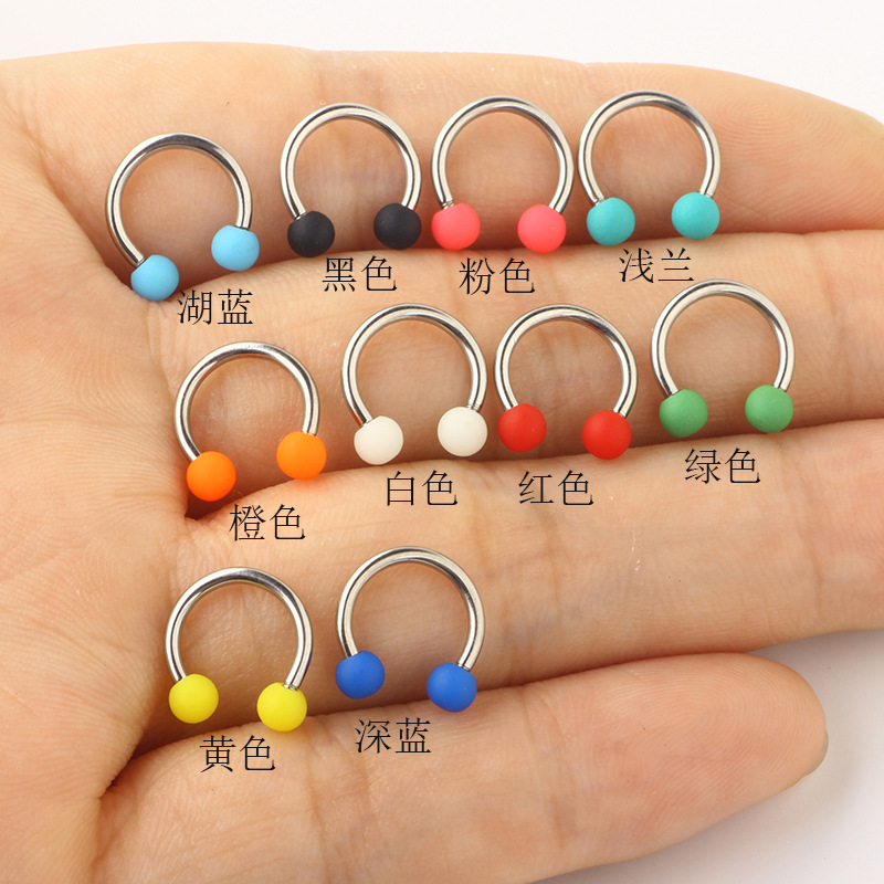 Heart Shape Horseshoe Ring Stainless Steel Acrylic Body Piercing Jewelry Multi-Use Nose Lip Eyebrow Septum - Image 2