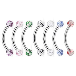 Stainless Steel Eyebrow Nose Lip Ring Acrylic Ball Piercing Jewelry Set Geometric Silver 2021