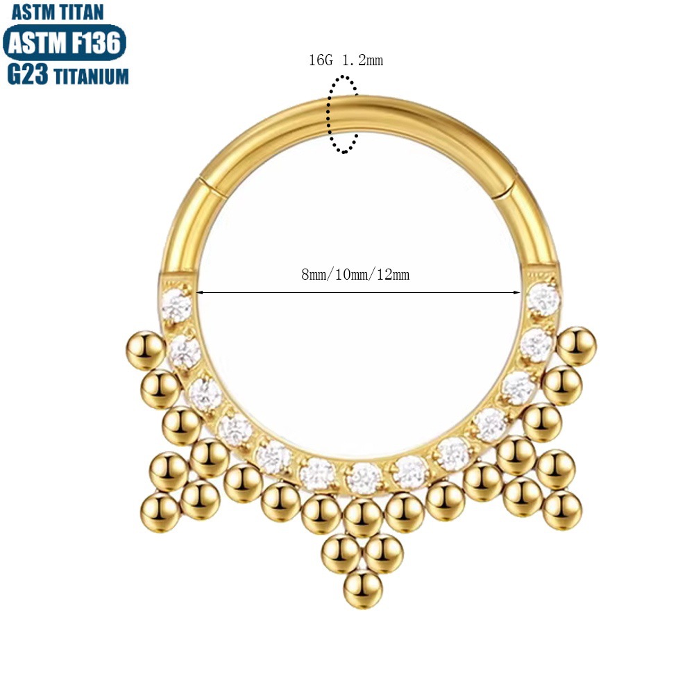 F136 Titanium Alloy Seamless Ring Septum Clicker CZ Zircon Earring for Cartilage Nose Piercing - Image 4