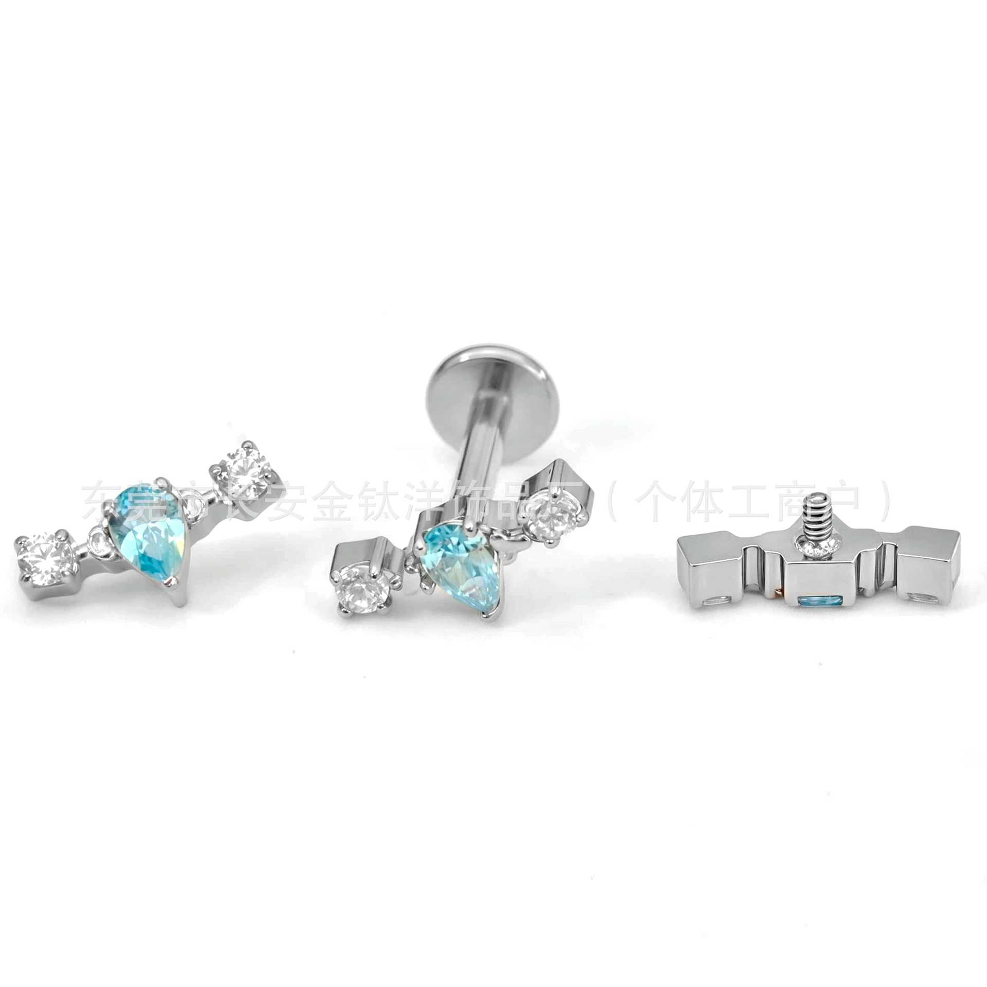F136 Titanium Straight Drainage Drop 5A Zircon Earring Ear Bone Nail Cochlear Nail G23 Titanium Alloy Body Piercing Jewelry - Image 2
