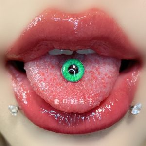 Hot Girl Eyes Tongue Ring Stainless Steel Barbell Tongue Piercing Jewelry 12mm Bar 1.6mm Thick