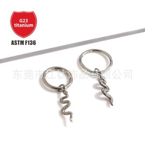 F136 Titanium Snake Nose Ring Anodized G23 Titanium Alloy Body Piercing Nose Stud